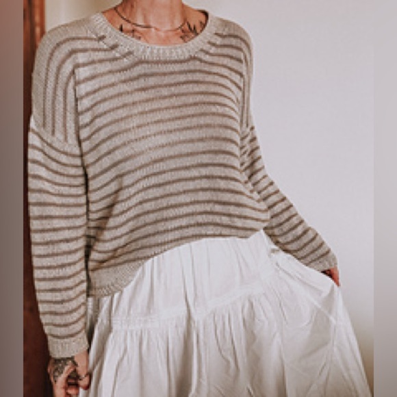 Primark Cream & Brown Striped Oversized Sweater - Picture 1 of 7